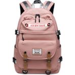 Oppoverd 17 Inch High School Student Large Capacity Backpack Laptop Bag With USB Charging, Travel Casual Daypack (Yurt Dışından) - Pembe