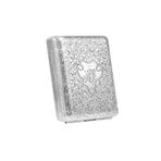 OPSREY Retro Üç Açık Sigara Tabakası Metal Üç Sürekli Açık El Oyması High-End Erkek Sigara Tabakası Kapağı,Silverroughsmoke