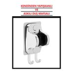 optana Gri Duş Mafsalı Yapışkanlı Askılı Lif Havlu Asma Duş Başlığı Tutacağı Banyo Duşakabin