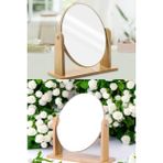 optana Masa El Şifonyer Dolap Aynası Ayarlanabilir Yuvarlak Makeup Mirror Ayna Ahşap Ayaklı Makyaj Aynası