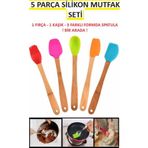 Optana Silikon Spatula Set Yemek Hazırlama Kek Tatlı Yemek Mutfak Seti 5 Adet Kaşık Fırça