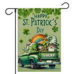 OPULANE Happy St Patricks Day Bahçe Bayrağı 40,7 x 45,7 cm Çift Taraflı Şanslı Yonca Yonca Cüce Gökkuşağı Kamyon Dışında Küçük Bayrak Avlu Dış Mekan Tatil Dekorasyonu için
