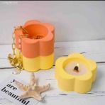Opulent Accessories Erik çiçeği mum ahsap fitilli 2 adet, taki kutusu, papatya mum kavanozu, dekoratif mum, mum, taki kutusu, ramazan dekorasyon, dekoratif aydinlatma - Turuncu