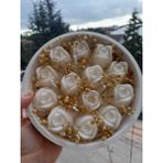 Opulent Accessories Lale Çiçekli Büyük Boy Tabak Kase Vanilya Kokulu Mum, Hediyelik Mum, Dekoratif Hediyelik Mum, Yeni Ev ve Yeni Is Hediyesi,doğum Günü Hediyesi, Öğretmenler Günü Hediyesi, Sevgililer Günü Hediyesi - Beyaz
