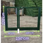 Ör-As Tel Örgü Bahçe Kapısı - Panel Çit Tel Kapısı -Çift- Kanatlı Kapı Yeşil-) -120CM Yüksekliği x 150 cm Uzunluk