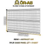 Ör-As Tel Örgü Bahçe Teli Panel Çit 70 cm x 250 cm = 5 - Adet - 70 x 250 - Antrasit - Gri