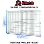 Ör - As Tel Örgü & Panel Çit Sistemleri Bahçe Teli Panel Çit 50 cm x 250 cm = 5-Adet - 5 adet - Yeşil