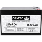 Or-Tec 12.8V 6AH Lifepo4 Akülü Araba - Ups Aküsü - Siyah