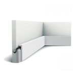 Orac süpürgelik SX171-RAL9003 200 cm x 2,2 cm x 10 cm Ekstrüde Polistiren (HDPS) kablo kanallı düz açılı ön boyalı beyaz (RAL 9003)