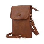 ORAD Kadınlar için küçük Crossbody çanta deri cep telefonu çantası cüzdan cüzdanlar ayarlanabilir kayış kredi kartı yuvaları ile, Kahverengi
