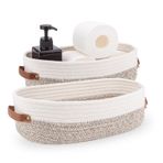 Oradrem Tuvalet Tank Topu, Çiftlik Evi Ev Dekorasyonu Banyo, Masa ve Tezgah için Düzenleme Sepeti 33 x 15 cm x 10 cm Kayısı Dikişi Beyaz