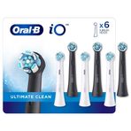 Oral-B iO Ultimate Clean Yedek Fırça Başlıkları, 6 Adet Beyaz, Siyah 6 Adet (1'li Paket)