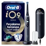 Oral-B iO9 Siyah Şarjlı/Elektrikli Diş Fırçası, 1 Fırça Başlığı, Hızlı Manyetik Şarj Cihazı, Uzun Ömürlü Pil, Şarj Eden Seyahat Kabı, Yedek Başlık Kabı