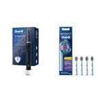 Oral-B Şarjlı/Elektrikli Diş Fırçası Vitality Pro Siyah Koruma ve Temizlik + Oral-B 3D White X-Filament Şarjlı Diş Fırçası Yedek Başlığı 4 Adet