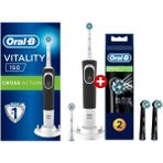 Oral-B Vitality D150 Şarj Edilebilir Diş Fırçası Cross Action+Siyah 2'li Yedek Başlık - Beyaz