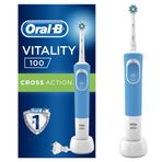 Oral-B Vitality Plus elektrikli diş fırçası, 1 sap, 2 çapraz fırça başlığı, 1 mod, 2D temizleme, 2 kutuplu UK fişi, mavi ve beyaz