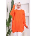 Orange Bisiklet Yaka Merserize Salaş Triko Tunik - Standart