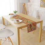 Orange Daisy Flowers Runner-TR120, 140x45cm (İnce Keten, Uluslararası Yıkama Ve Solmama Sertifikası)