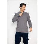 Orange Safety Koyu Gri Polo Yaka Uzun Kol Sweat T-shirt Kışlık