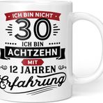Orange9 Hediye Doğum Günü 30 Özdeyişli Kupa | Ich Bin Nicht 30 Ich Bin 18 12 Yaş Deneyimiyle | Kupa 30. Doğum Günü Hediyesi