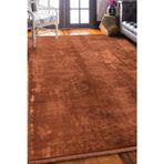 Oranj Rengi Vintage Bambu Altı Kaymaz Makine Dokuma Halı
