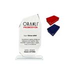 ORANLI PROMOSYON Kişiye Özel Baskılı Kristal Cam Plaket Kadife Kutulu No:02