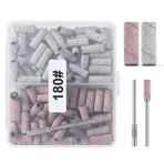 Oranllow 110 adet küçük zımpara bantları tırnak matkap uçları 3,1 mm mandrel tırnak ucu, 240 ince kum tırnak törpüsü akrilik çivi jel manikür ve pedikür salonu (Zebra+pembe, 180 Grit)