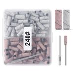 Oranllow 110 adet küçük zımpara bantları tırnak matkap uçları 3,1 mm mandrel tırnak ucu, 240 ince kum tırnak törpüsü akrilik çivi jel manikür ve pedikür salonu (Zebra+pembe, 240 Grit)