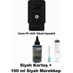 Oratek Canon Pixma E304 / PG-46XL Siyah Yüksek Kapasite Tıpalı Ithal Muadil Dolabilen Kartuş+Mürekkep+Şırınga - Beyaz