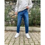 Oray Store Koyu Mavi Efektli Boyfriend Pantolon Erkek Relaxed Fit Denim 34 Beden