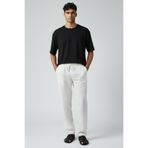 oraystore Erkek %100 Pamuk Keten Pantolon Rahat Kalıp Yazlık Nefes Alan Hafif Kumaş Günlük Şık Pantolon Beyaz