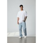 oraystore Erkek Açık Buz Regular Bol Kalıp Fit Denim Pantolon Rahat Kesim Günlük Şık Basic Düz Paça