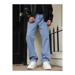 oraystore Erkek Açık Mavi Straight Fit Jean Pantolon Rahat Kesim Düz Paça Günlük Kot