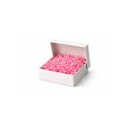 Orbak Kağıt Beyaz Karton Takı Kutusu 9,5x9,5x2 cm – Kapaklı Model | 5 Adet + Pembe Kırpık Kağıtlı