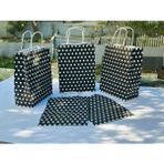 Orbak Kağıtçılık 1.kalite 18X8X24 cm (1 Adet) Siyah Renk Beyaz Benekli Kraft Kağıt Çanta,hediye Poşeti,hediye Paketi