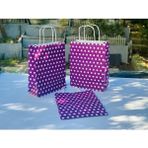 Orbak Kağıtçılık 1.kalite 18X8X24 cm (3 Adet) Mor Renk Beyaz Benekli Puantiyeli Kraft Kağıt Çanta, Hediye Poşeti - Kahverengi