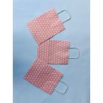Orbak Kağıtçılık 1.kalite 18X8X24 cm (3 Adet) Pembe Renk Beyaz Benekli Kraft Kağıt Çanta,hediye Poşeti,hediye Paketi