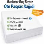 Orbak Kağıtçılık Baskısız Boş Beyaz Oto Paspas Kağıdı 35X50 cm – Su Geçirmez, Lamineli, 100’LI - 100 Adet