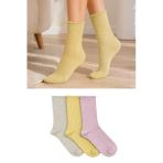 Orbis 3'Lü Kadın Simli Fashion Ribli 36 - 40 Soket Çorap - Pastel Tonlar