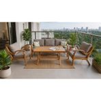 Orbis Bahçe Balkon Koltuk Masif Ahşap Kestane Ağacı 3+1+1 Koltuk ve Masa Takımı