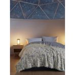 Orbit 4 Renk Jakarlı Müslin Yatak Örtüsü-Çift Kişilik PIKE-%100 PAMUK-230X250 cm - Yumuşak Dokulu Nefes Alan Pike ve Yatak Örtüsü - Gri