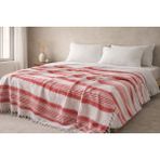 Orbit Çift Kişilik Pike 180X220 cm Çizgili Çok Renkli – %70 Pamuk %30 Polyester – Dört Mevsim Kullanım – Türkiye Üretim Tek Parça Pike - Kırmızı - Beyaz