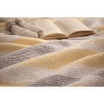 Orbit Pamuklu Çift Kişilik Pike ve Yatak Örtüsü - 220X240 cm Dokuma, Püsküllü, Çizgili Tasarım, Makinede Yıkanabilir - Koyu Gri - Sarı