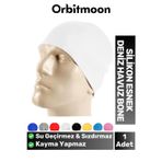 Orbitmoon Premium Seri Su Geçirmez Sızdırmaz Kaymaz Silikon Yüzücü Elastik Yüzme Şapkası Havuz Deniz Bonesi