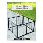 ORBO Metalprofilli kedi / köpek kafes çit 1M X 1M yükseklik:60 cm köpek oyun alanı Siyah renk