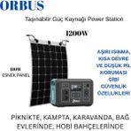 Orbus 1200W Taşınabilir Güç Kaynağı Power STATION+110 Watt Esnek Güneş Paneli - 1200 Watt