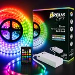 ORBUS Hareket Sensörlü RGB + Beyaz Şerit LED 2 Metre | Kumandalı, Dimmerli, Pilli Aydınlatma