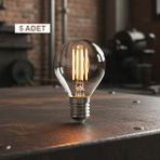 ORBUS PC45 5Lİ 4W LED Filament Ampul E14 – 400 Lümen Sarı Işık, Şeffaf Cam Vintage