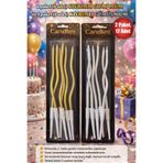 Orca Süs Kıvrımlı Gold & Gümüş Pasta Mumu 2 Paket (Toplam 12 Adet) – 15 cm Şık Doğum Günü Mumları, Spiral Mum