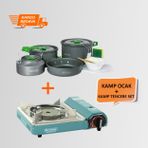 Orcamp CK-508 Seramik Kamp Ocak + Orcamp 1050 4'lü Yemek Kapları